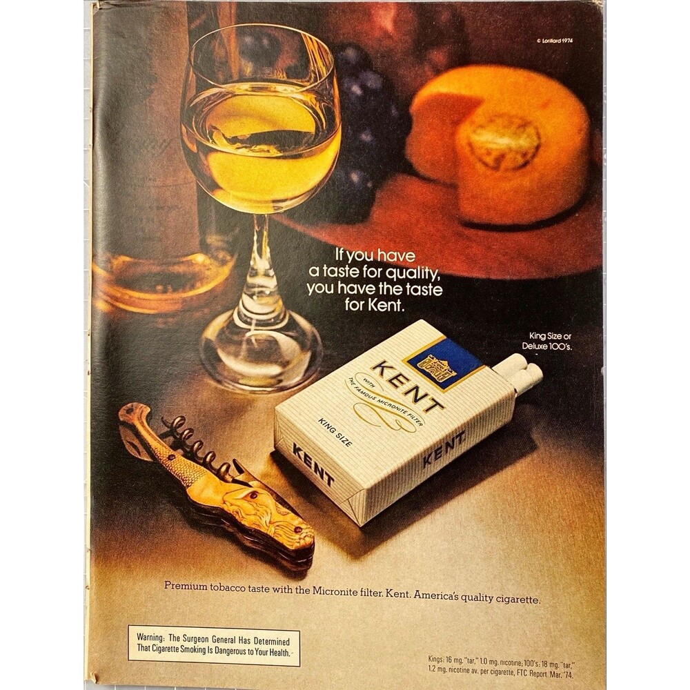 Kent Cigarettes "Taste of Quality" Playboy Vintage Print Ad